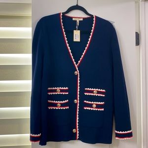 NWT Maje Cardigan With Snap Closure Moulinette - Marine